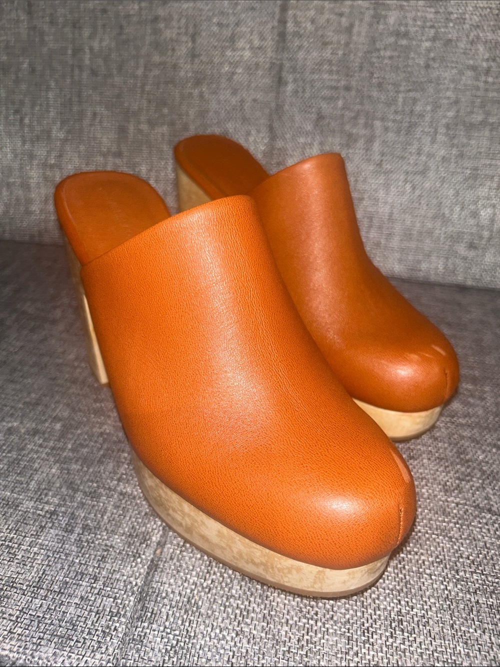 Rachel Comey Dakota Leather Platform Clogs (Cognac)